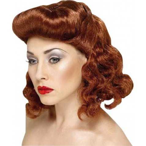 Perruque cheveux roux de Pin Up des années 50